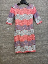 +MYSTIC+ Dress Womens S Multicolor Floral Lace Bodycon 3/4 Sleeve Short Party