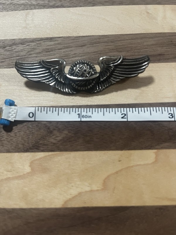 World War II Army Air Forces Sterling Silver Navigator Stamp Insignia Pin Wings