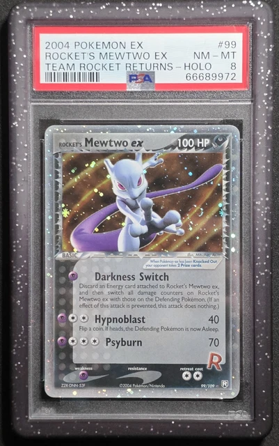 PSA 8 Pokemon TCG Rocket's Mewtwo ex 99/109 EX Team Rocket Returns Holo Swirl