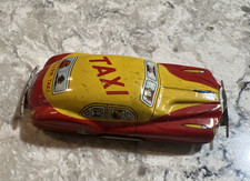 Vintage Made In Japan 3  Tin Litho Toy Car Yellow Taxi License Plate  123