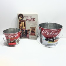 Vintage Coca Cola Collectible Bundle 2 Coca Cola Tin Buckets, Price Guide Book