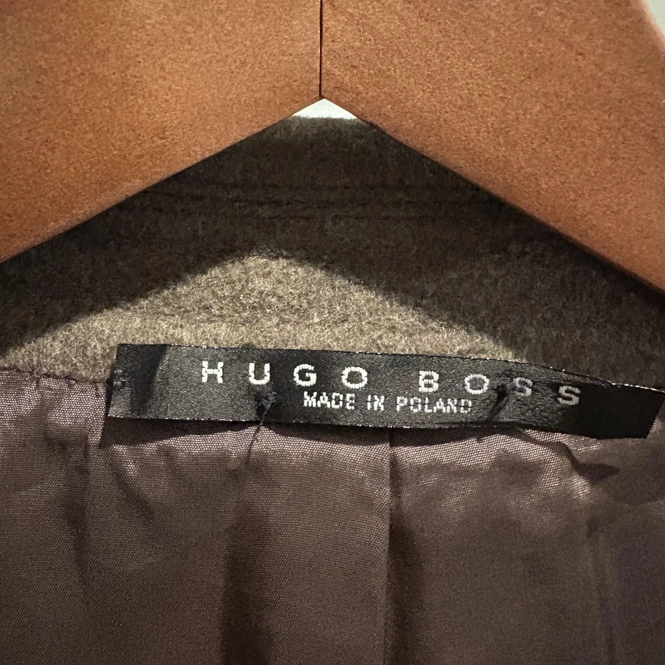 Hugo Boss Overcoat Mens XL Brown Virgin Wool Single Breasted Notch Lapel - Image 2 of 4