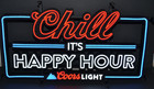 CHILL its HAPPY HOUR Coors Light beer LED sign 24x14 new in box mancave bar — photo 2