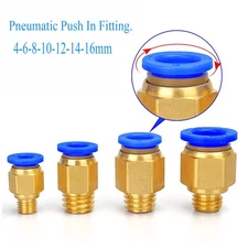Pneumatic Push In Fitting Air Water Pipe Male Hex Stud 4-6-8-10-12-14-16mm