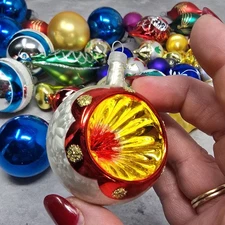 vtg christmas ornaments Lot Micah Indents Balls Small Assorted