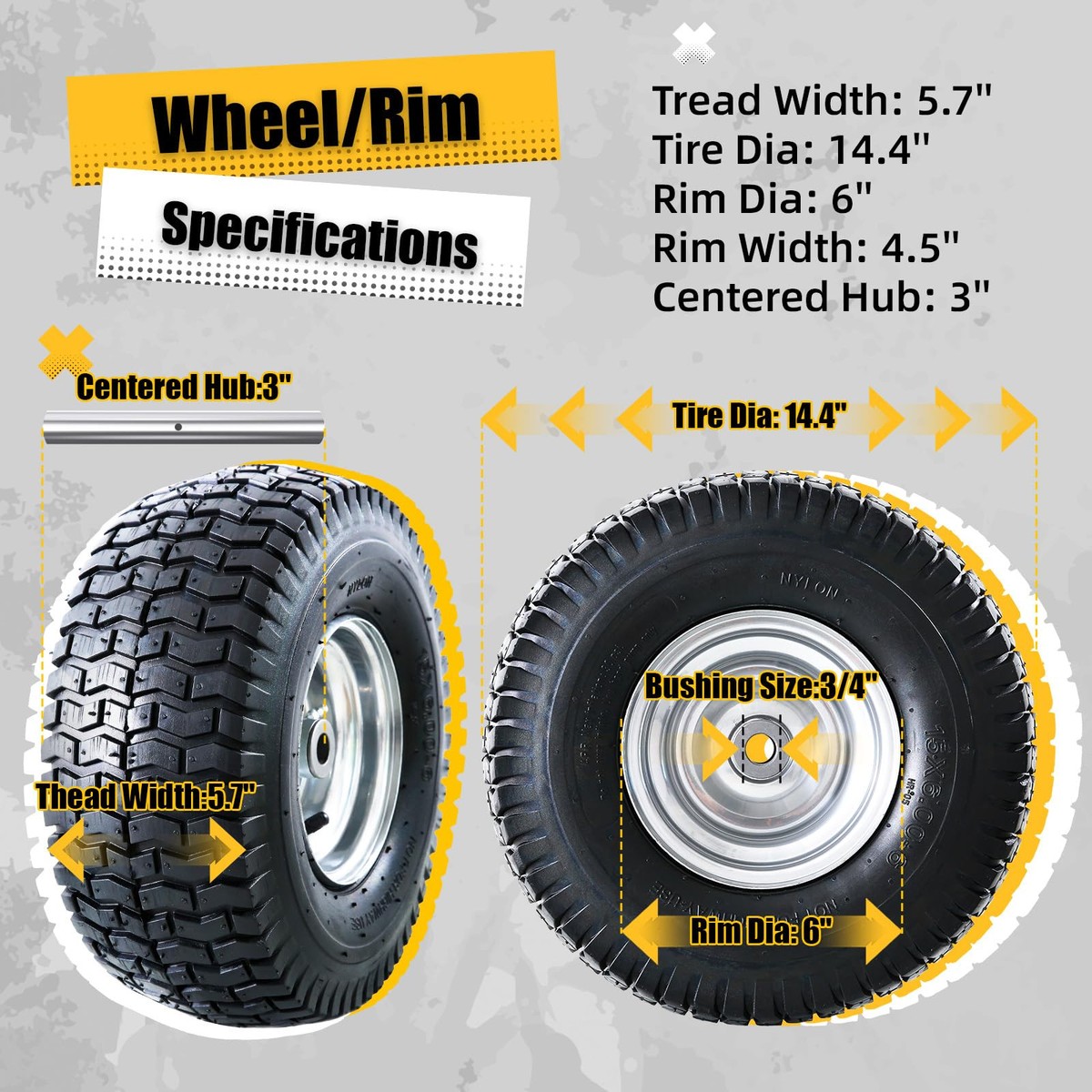 15 X Lawn Mower Tires MaxAuto 2Pcs Front Tire And