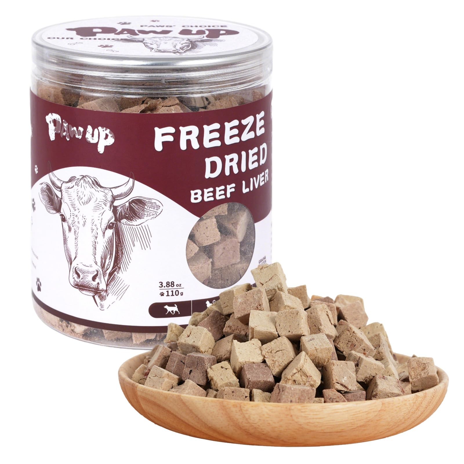 PAWUP Freeze-Dried Beef Liver Dog Treats, Single 3.8 Ounce (