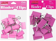 JAM PAPER Colorful Binder Clips Assortment - Medium Large Size - Pink