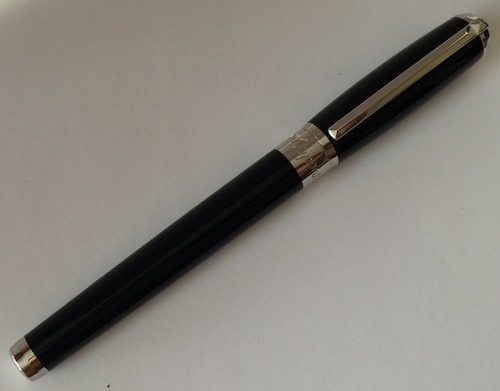 S.T. Dupont D Line penna roller, lacca nera e palladio, 412674, nuova con scatola - Foto 4 di 8