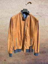 G.Inglese Camel Brown Real Genuine Iguana Leather Jacket Lined Denim Bomber 50