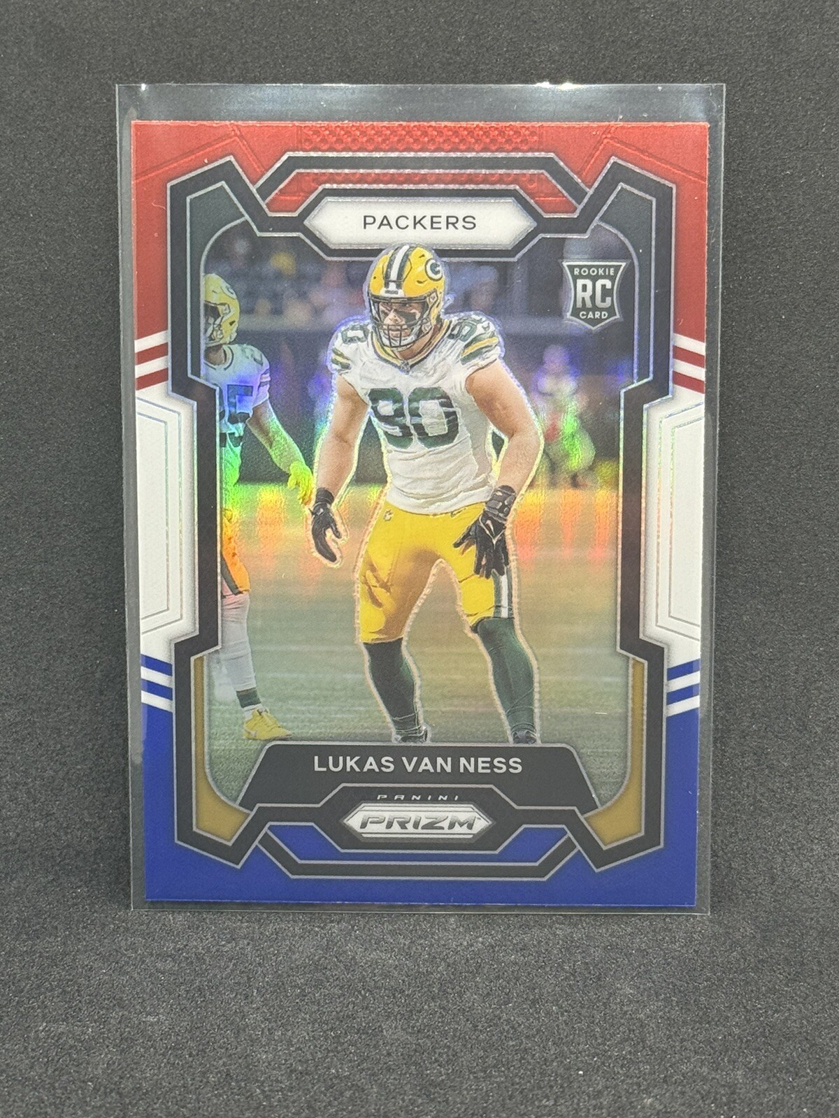 2023 Panini Prizm Lukas Van Ness Red White Blue Parallel RC #336 Packers