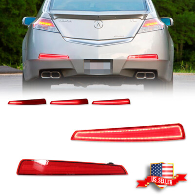 2x Red Rear Bumper LED Reflector Tail Brake Signal Lights For 2009-2011 ACURA TL