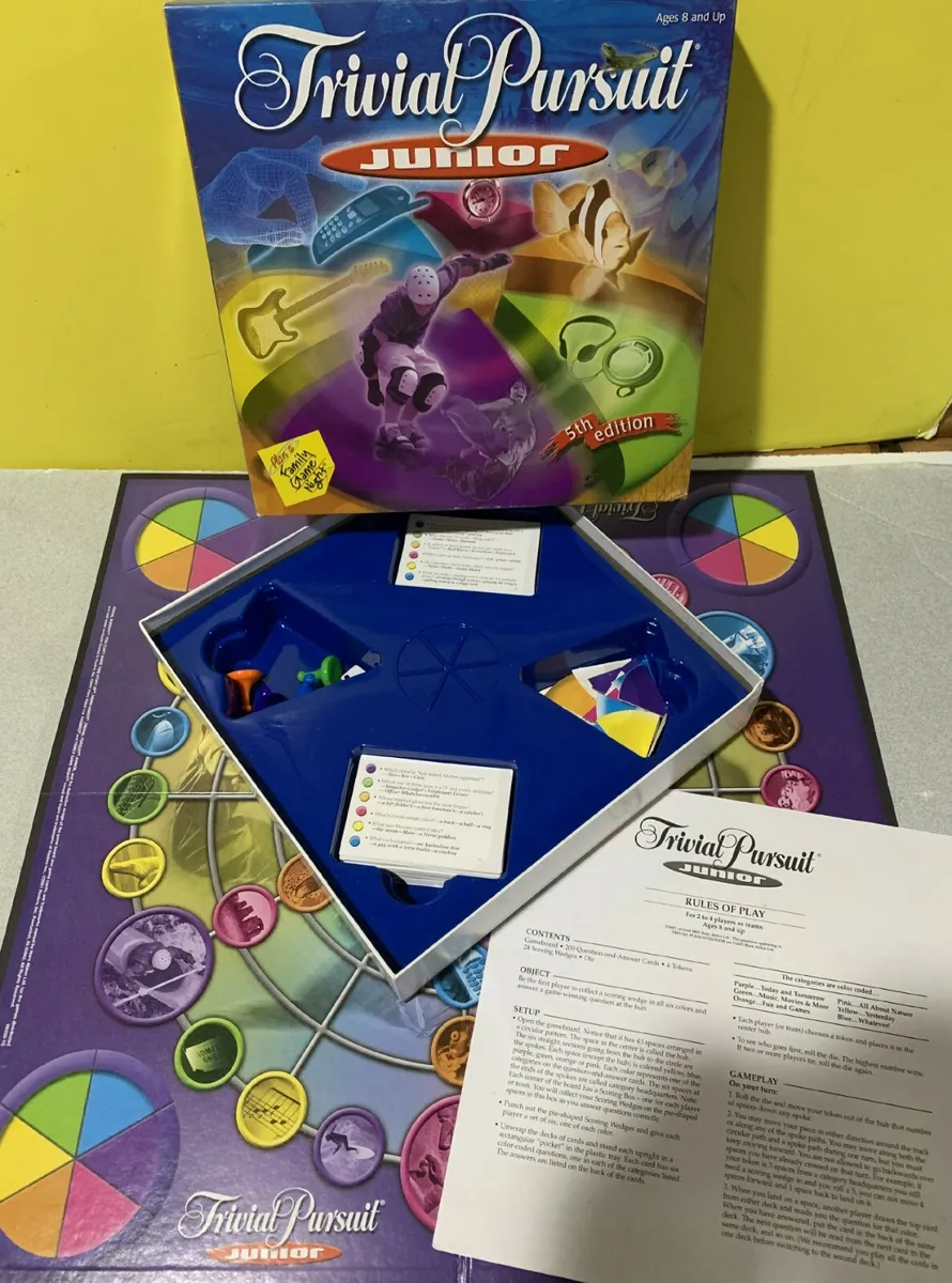 Trivial Pursuit Junior 5th Edition 2001 Hasbro Board Game Complete Ages 8+