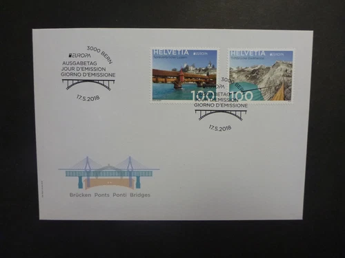 SWITZERLAND 2018 EUROPA- BRIDGES SET 2 STAMPS FDC FIRST DAY COVER