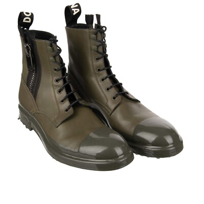 DOLCE & GABBANA DG Logo Ankle Boots Shoes FIRENZE Military Green