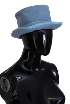 DOLCE & GABBANA Top Hat Hut Hellblau Light Blue Rabbit Fur Gr. 57 / S NP 880 $