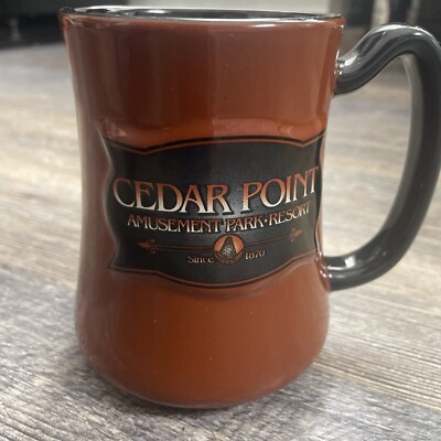 Cedar Point On Lake Erie Amusement, Park, 12 oz Coffee Mug Brown Ceramic