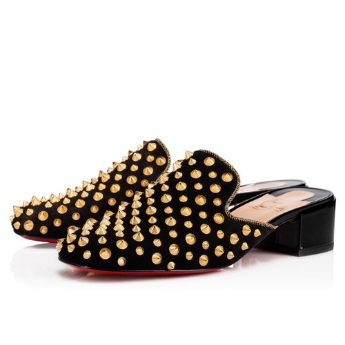 Sandalias Christian Louboutin MULACONKA con clavos con deslizamiento de mula negras | eBay