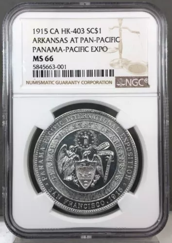 1915 CA HK-403 SC$1 Arkansas at Pan-Pacific Panama Pacific Expo ~ NGC MS66