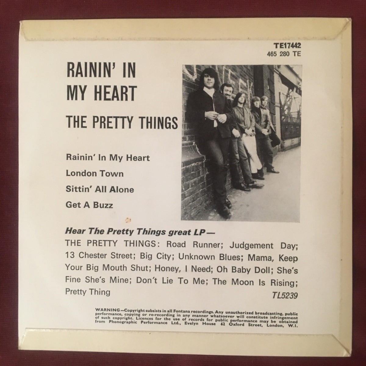 洋楽 The Pretty Things UK ORIGINAL EP THE PRETTY THINGS Rainin' In My Heart EP - Original 1965 UK