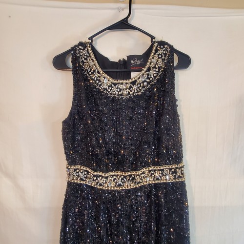 Mac Duggal 10739 Damen 8 VERZIERT Perlen Pailletten ÄRMELLOS schwarz KLEID Neu - Bild 5 von 11