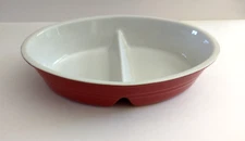 Sur La Table Baking Dish Red Divided Stoneware Server Oven to Table Portugal NWT