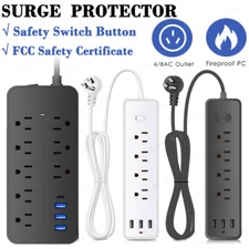 Wall Mountable USB Surge Protector Power Strip with USB Ports 4/8 Outlet Plugs
