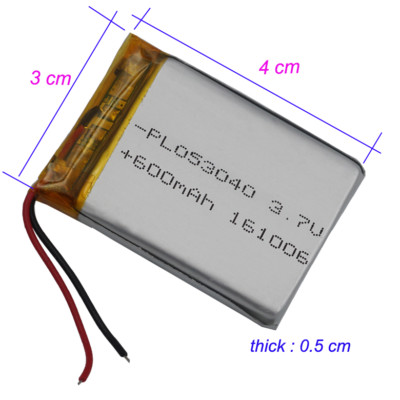 3.7V 600mAh 2.22Wh Rechargeable Polymer Li Battery 503040 Lipo For