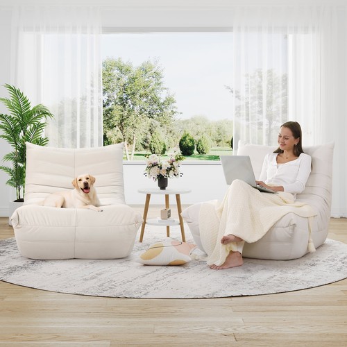 1/2er Set Floor Sofa Sämischleder Kaminsessel Gemütlich BeanBagStuhl Tatami-Sofa - Bild 40 von 73