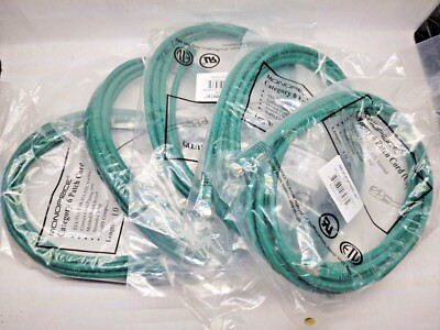 Lot of 5 MONOPRICE 3438 MFG CAT6 Patch Cord Green, 10 ft.