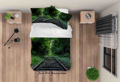 3D Waldbahn Sonnenschein Landschaft Quilt Cover Set Bettwäsche Sets Kissenbezüge