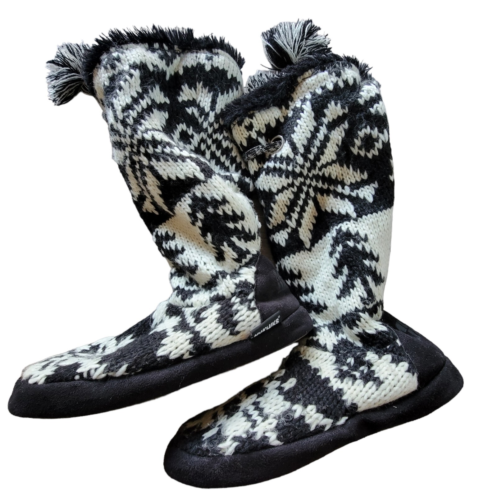 SAOLA Stivali alti donna Mukluks Islanda Med 6 5 7 5 nappe ebano e vaniglia suola gomma