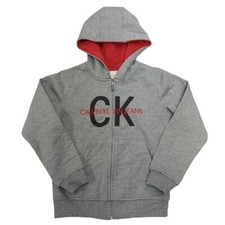 Calvin Klein Kids Boys Logo Full Zip Jacket Grey/Red
