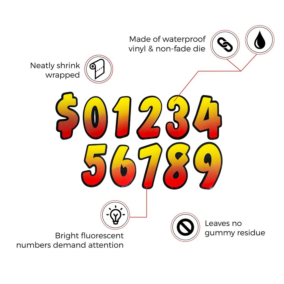 Auto Dealer Supplies Pricing Numbers, Vinyl Number Decals, Windshield ...