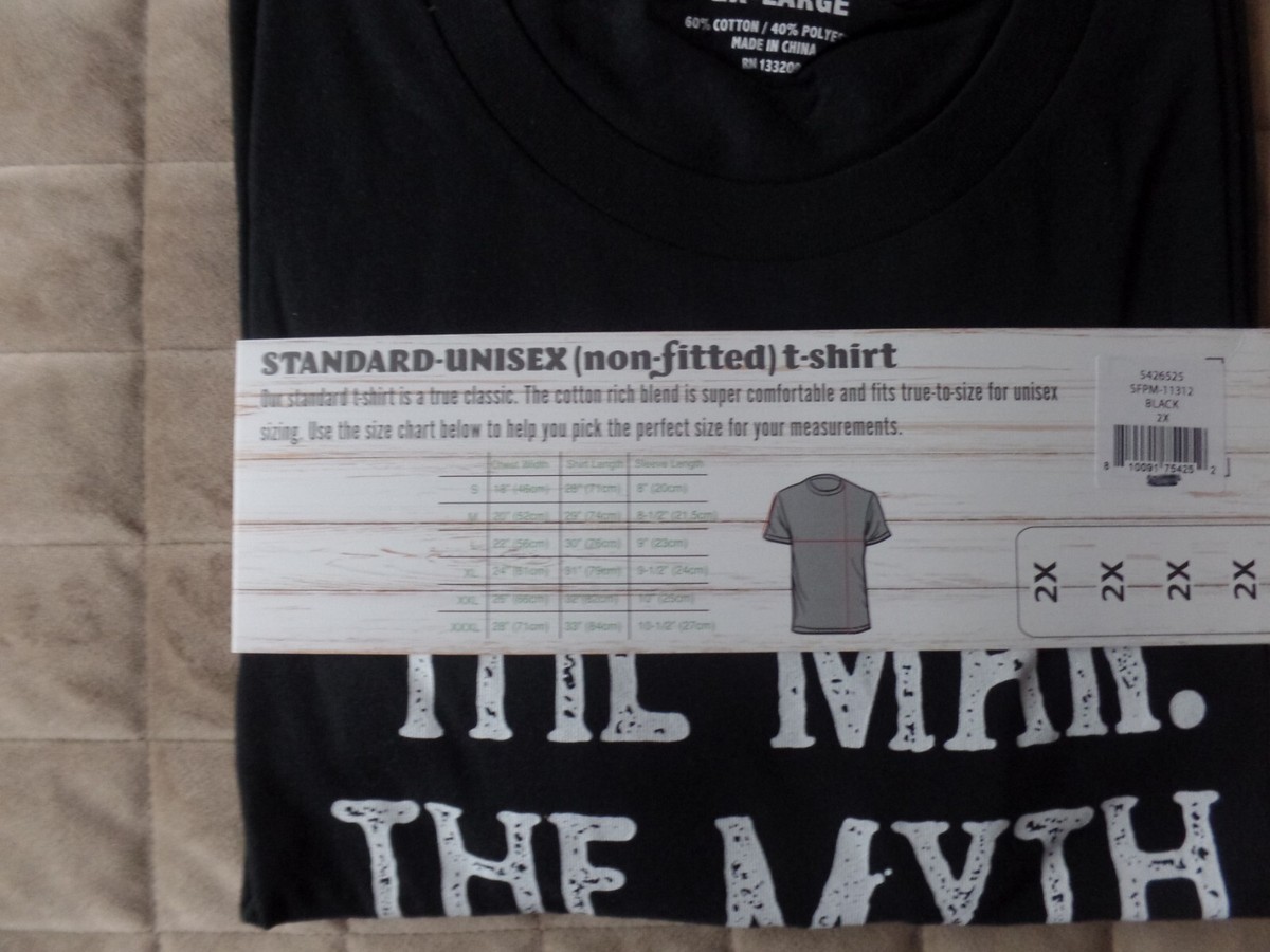 Black Tee-Shirt, The Man, The Myth, The Legend, Unisex, Size: 2X