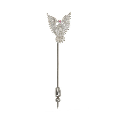 Asprey .2 Carat Ruby White Gold Eagle Stick Pin