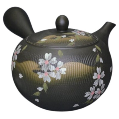 Teapot Kyusu Tokoname - AKIRA - Black - 620 ml cc - Stainless Mesh - Sakura