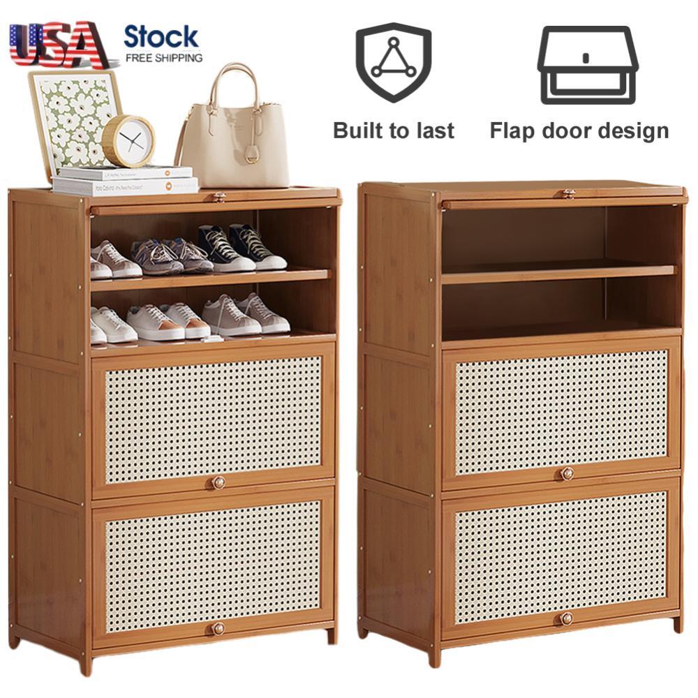 7-Tier Bamboo Shoe Rack Freestanding Storage Shelf Cabinet Organizer-image