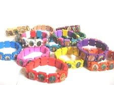 Wooden Kitsch Religious Icons Jesus Saints Elasticated Wrist Bracelet NEW