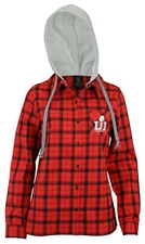 Outerstuff NFL Juniors Superbowl 51 Plaid Button Up Hooded Shirt, Red