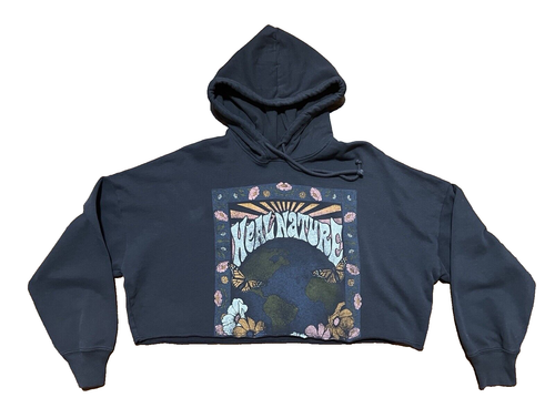 Hollister Women's Junior's Crop Hoodie Dark Gray Size L