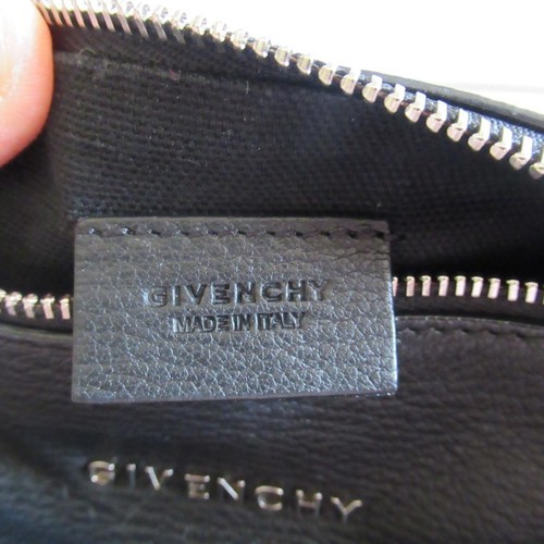 Givenchy Black Pandora Pouch Wristlet Bag Goat Leather Silver Chain Strap - Picture 17 of 22