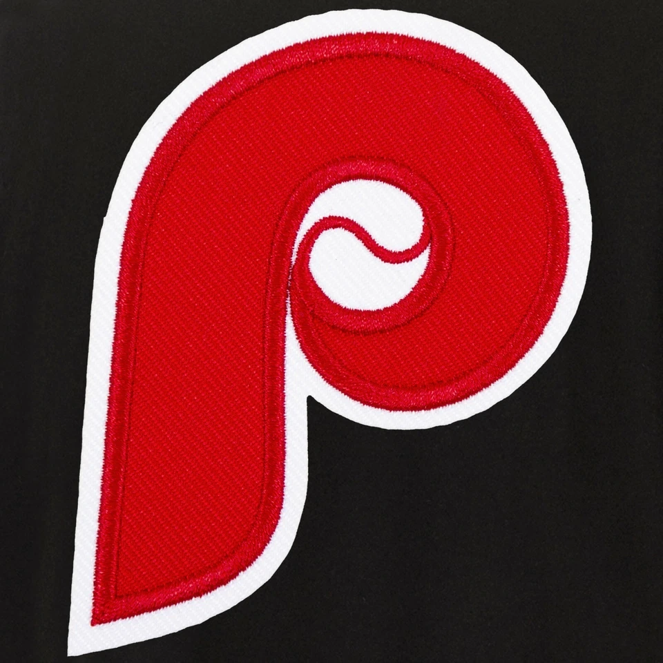 MLB Philadelphia Phillies Reversible Wool Jacket  2 Front Vintage Logos JH Black - Image 2 of 4
