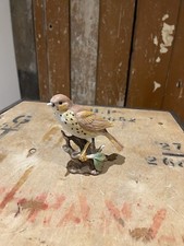 Alfretto Of London Porcelain Brown Thrush Bird Figure Sitting On Tree Stump