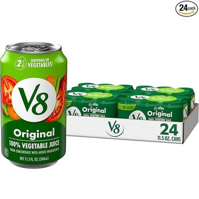V8 Original 100% Vegetable Juice, 11.5 fl oz Can (24 Pack)
