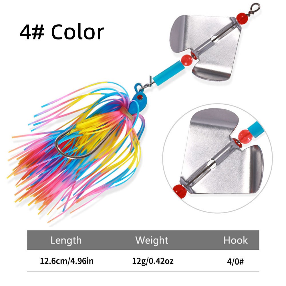 4PCS/Set 12g Blade Spinner Bait with Rubber Skirt Fish Buzzbait Fishing Lure Lot - Image 19