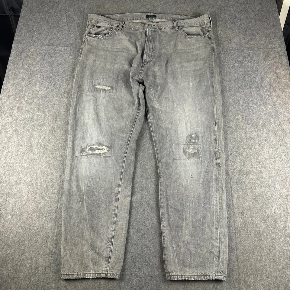 Polo Ralph Lauren Men Gray Distressed Straight Leg Jeans Size 44B Denim 45x32 - Image 2 of 4