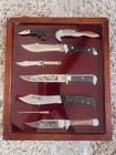 13 pc mix Lot Pocketknives & Fixed Blade Knives w/ Display Case, Stainless Steel — photo 2
