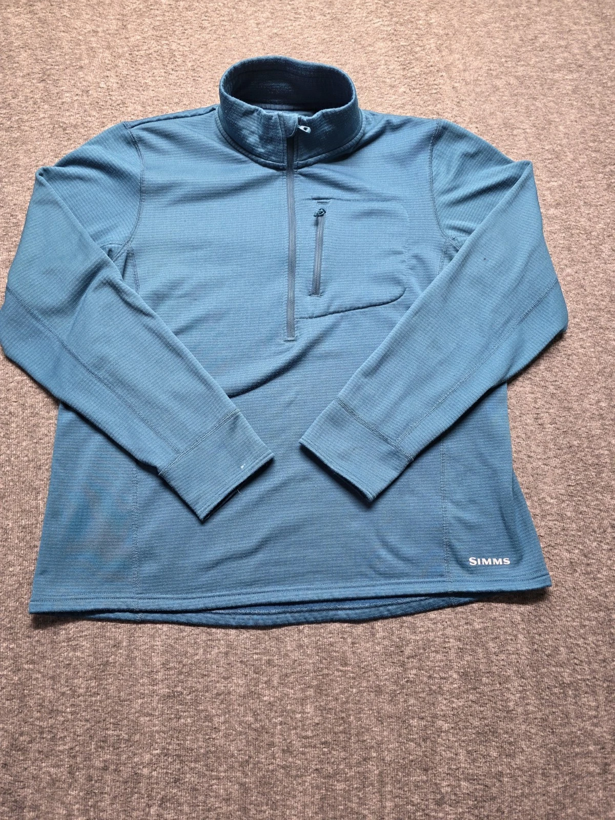 Simms Fishing Rivershed Fleece Full Zip Sweater Jacket XL Mens Turquoise