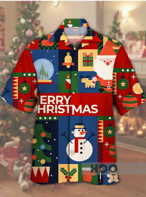 Eye-Catching Merry Christmas Colorful Blocks Christmas Patterns Printing Cuban C